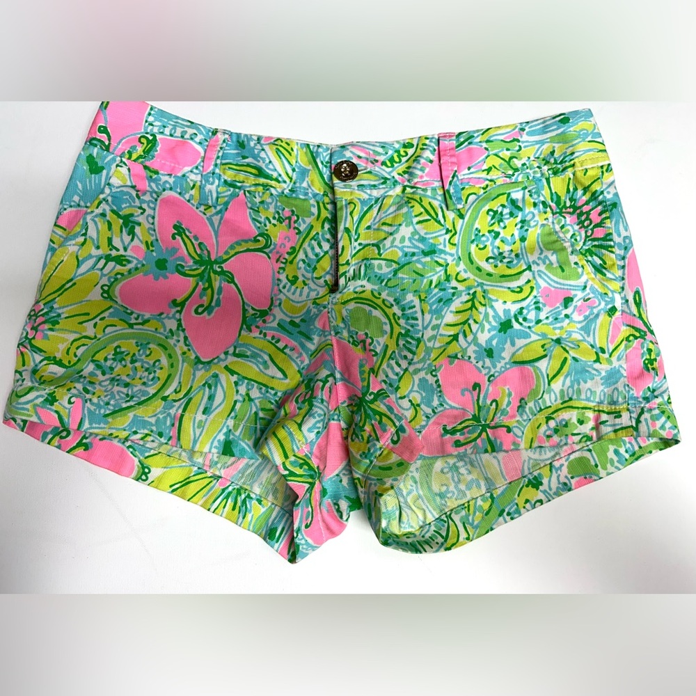 Lilly Pulitzer Pink and Green The Walsh Shorts. Size 6